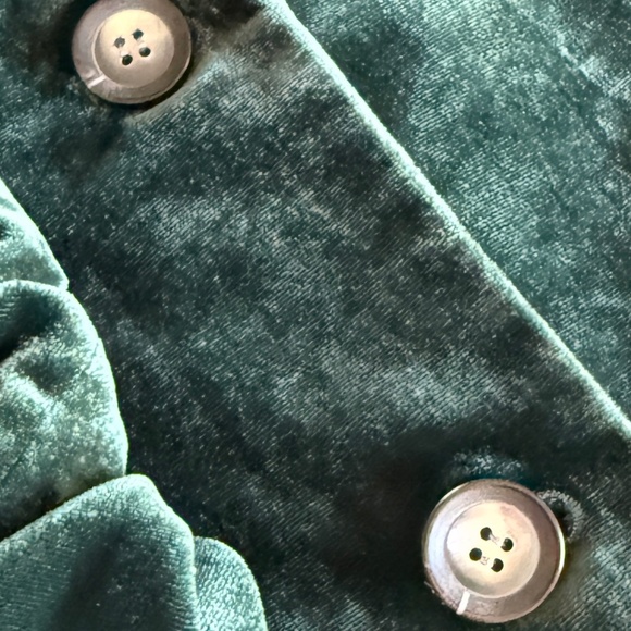 Washable Coldwater Creek Crushed Velvet Dark Green Velvet Blazer - 14 - Picture 14 of 16